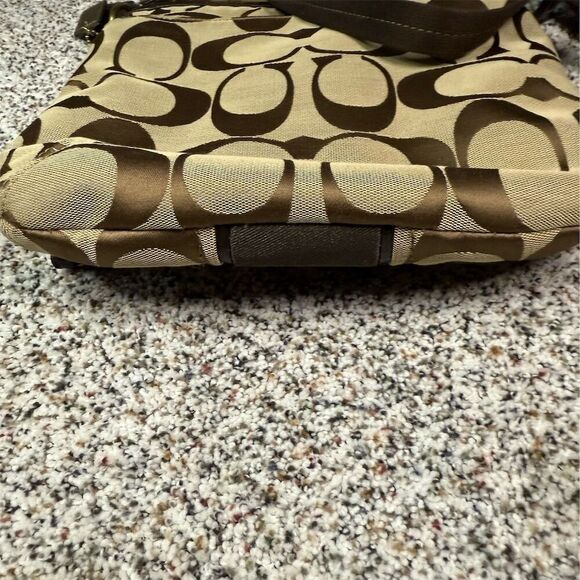 Coach Signature Stripe Demi Crossbody Bag Brown/Beige Women's Handbag - Picture 9 of 12